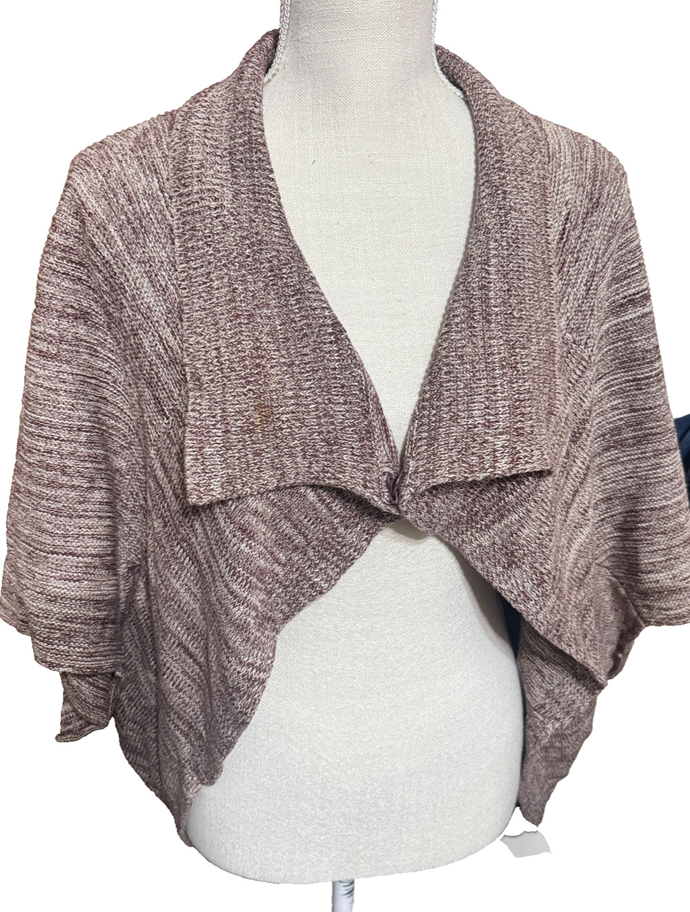 Liz Lange Womens Beige Brown Cardigan Sweater sz L shrug shawl collar wrap